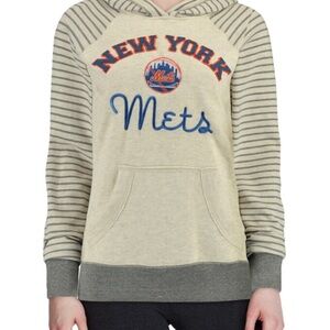 MLB New York Mets Women's Cream and Gray Striped Sweater